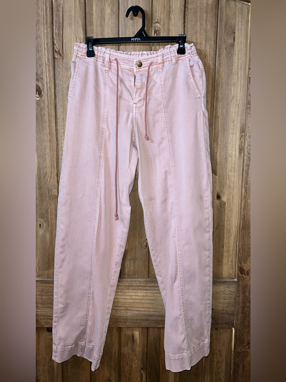 Studio Blue Light Pink Drawstring Waist Casual Pants